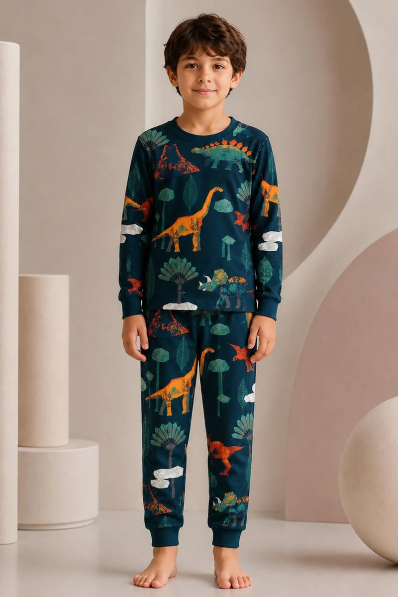 %100 Pamuk Erkek Çocuk Pijama Takımı