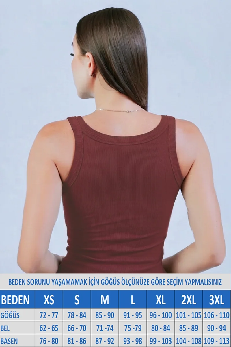 Kadın Kalın Askılı Kaşkorse Fitilli Bordo Atlet