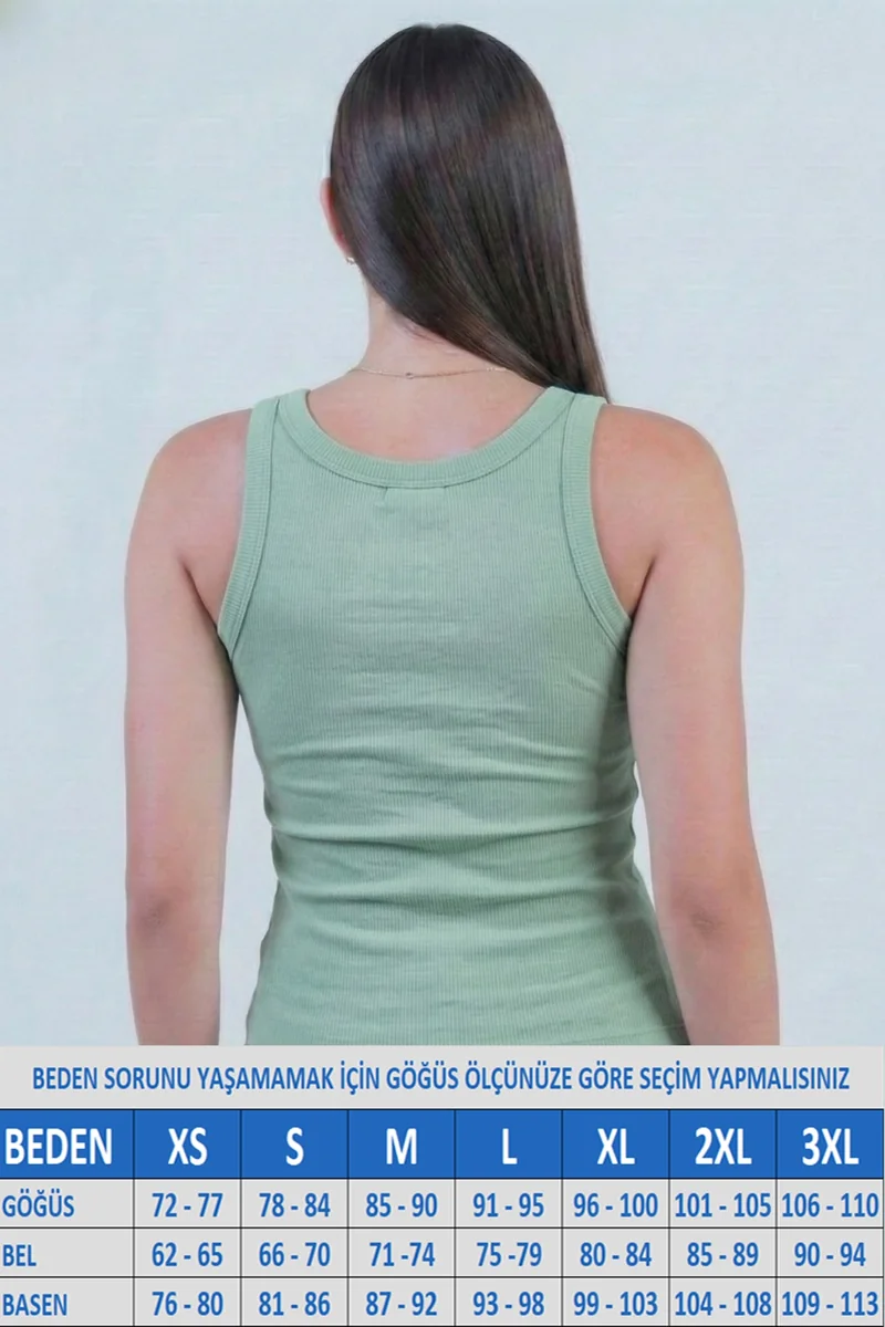 Kadın Kalın Askılı Kaşkorse Fitilli Yeşil Atlet