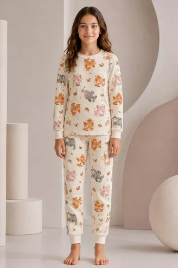 %100 Pamuk Kız Çocuk Pijama Takımı