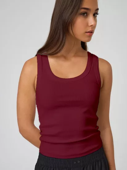 Bordo Fitilli Geniş Askılı Atlet