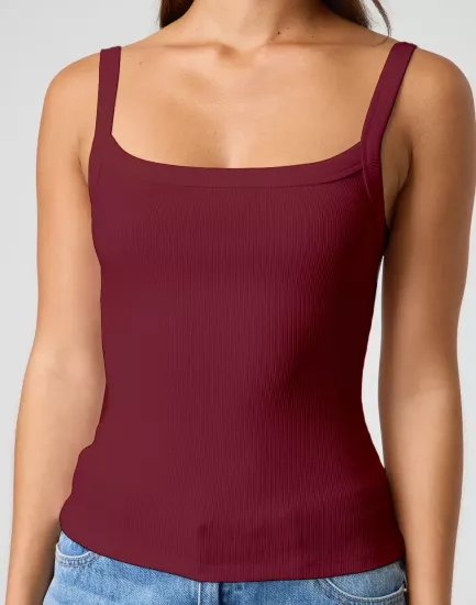 Bordo Fitilli İnce Askılı Atlet