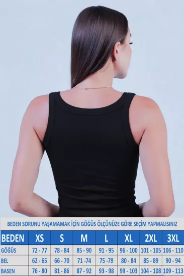 Kadın Kalın Askılı Kaşkorse Fitilli Siyah Atlet
