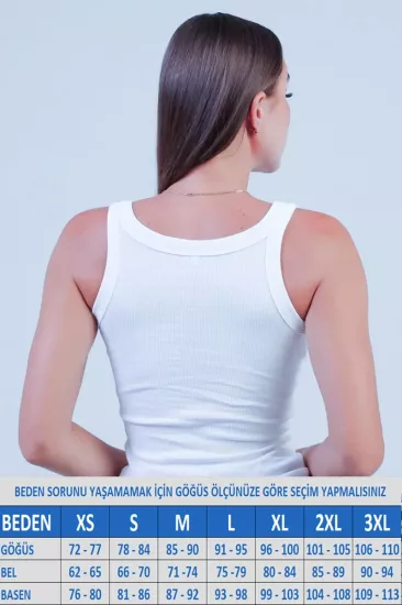 Kadın Kalın Askılı Kaşkorse Fitilli Beyaz Atlet