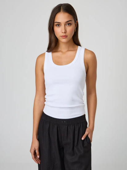 Kadın Geniş Askılı Kaşkorse Beyaz Fitilli Atlet