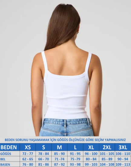 Kadın İnce Askılı Kaşkorse Fitilli Beyaz Atlet